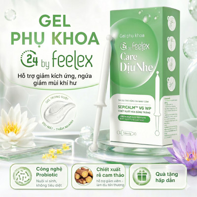 Gel phụ khoa C24 by feelex care dịu nhẹ hỗ trợ cải thiện tình trạng ngứa rát, khử mùi hôi - hộp 07 đũa
