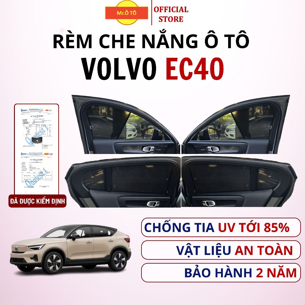 Rèm che nắng chống UV xe VOLVO EC40 (không nam châm) - Loại 1 Mr Ô TÔ - Bộ 4 tấm dạng lưới, BH 2 năm