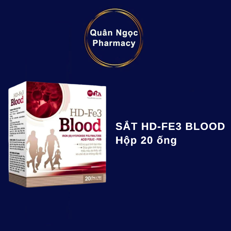 [CHÍNH HÃNG] SẮT ỐNG HD - FE3 BLOOD BỔ MÁU (hộp 4 vỉ x 5 ống)
