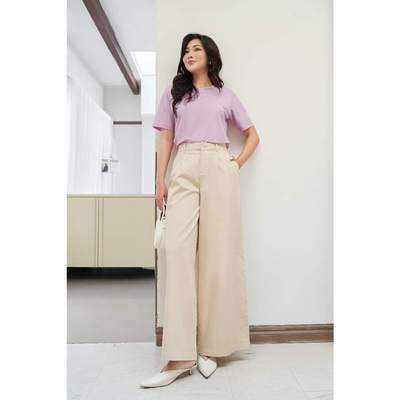 Quần Kaki Nữ Màu Be Form Rộng Elegant Fit Ninomaxx 2510053