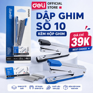[🔥39K] Dập Ghim Văn Phòng Số 10 Deli Combo Kim Bấm Số Nhỏ Gọn, Dập Mượt, Chất Liệu Kim Loại Bền Đẹp Dùng