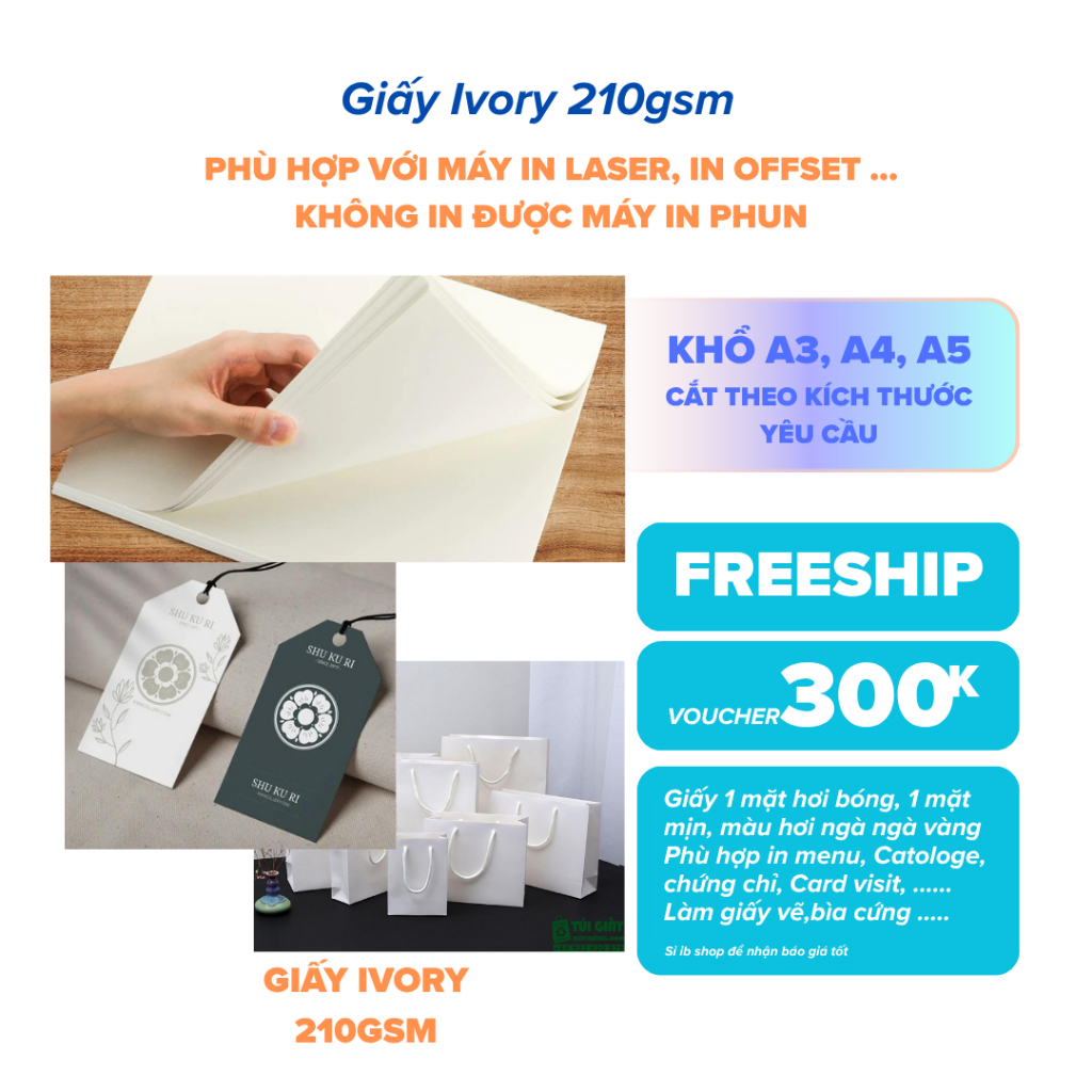 (Cắt KT yêu cầu) Giấy Ivory 210gsm a3 a4 a5 a6 làm flashcard hộp quà thẻ trắng chữ đơn chữ đôi
