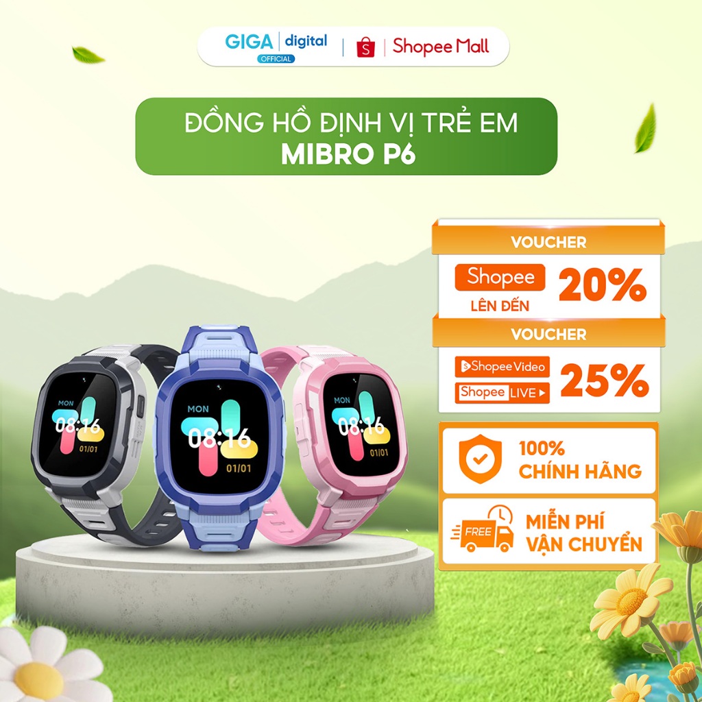 Đồng hồ định vị trẻ em Mibro P6 - 1.4inch - Pin 900mAh - Kháng nước 2ATM