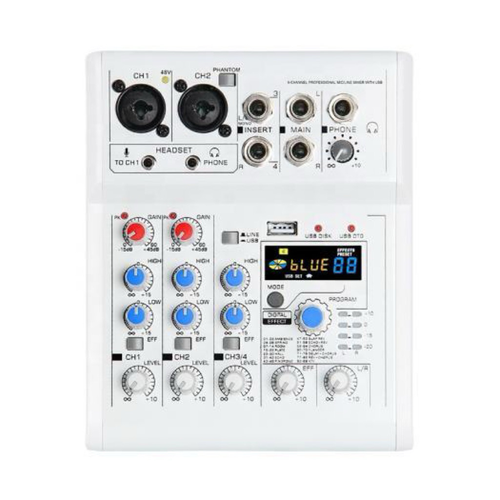 Bàn Mixer E4 live stream được hỗ trợ màn hình LED có bluetooth tiện cho oto loa kéo và các loa khác