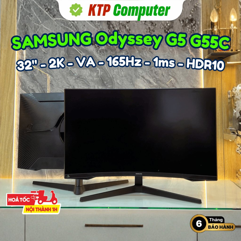 Màn Hình Gaming SAMSUNG Odyssey G5 G55C LS32CG552EEXXV (32 inch - 2K - VA - 165Hz - 1ms - HDR10)