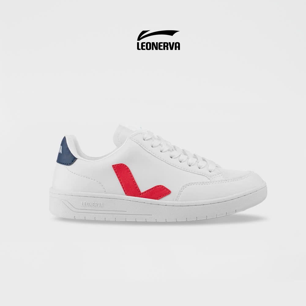 Giày thể thao Sneaker Unisex Leonerva 38 bản Da Microfiber - Màu Đỏ Tươi