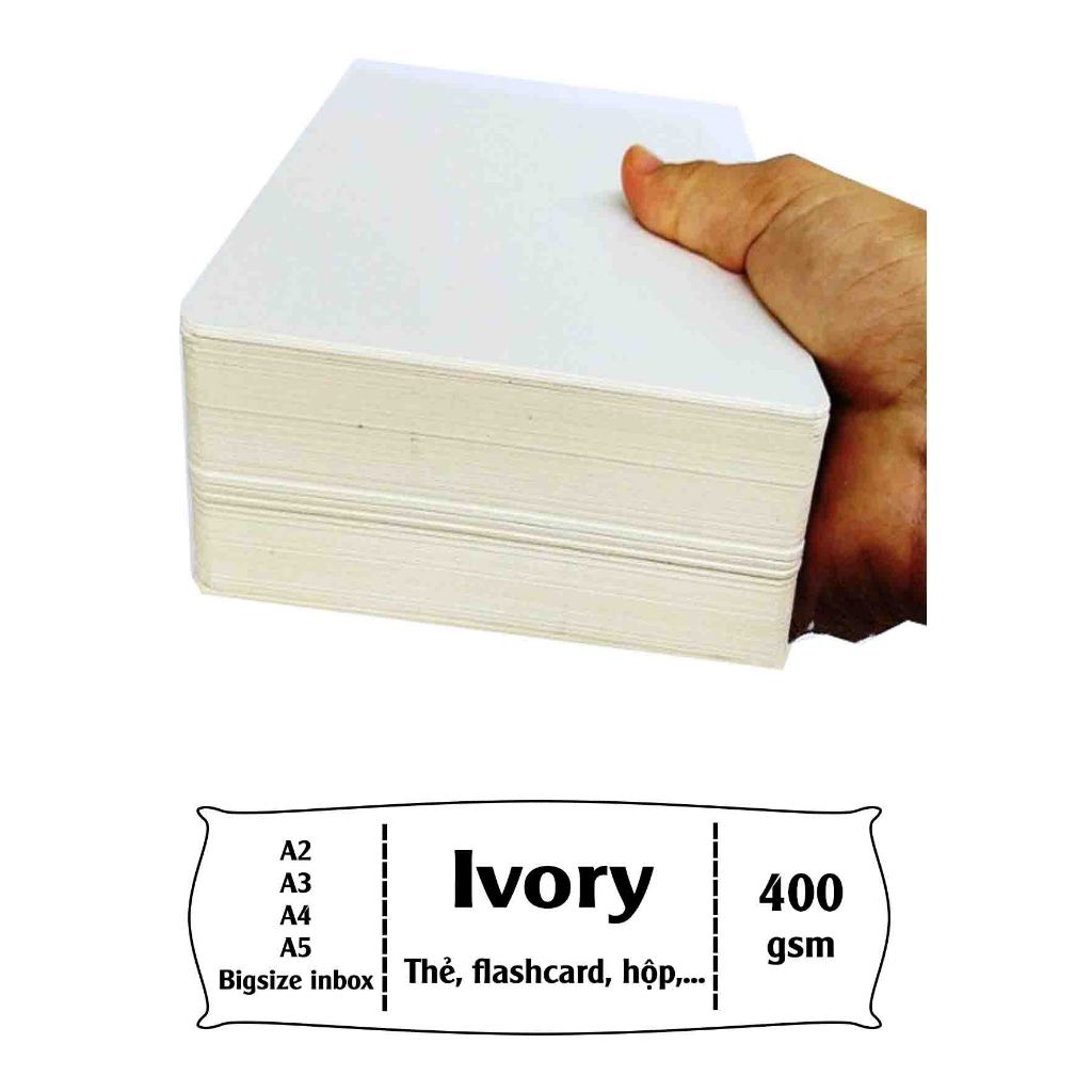 (Cắt kt yêu cầu) Giấy Ivory 400gsm rất dày a2 a3 a4 a5 a6 chuẩn làm flashcard thẻ trắng từ đơn đôi