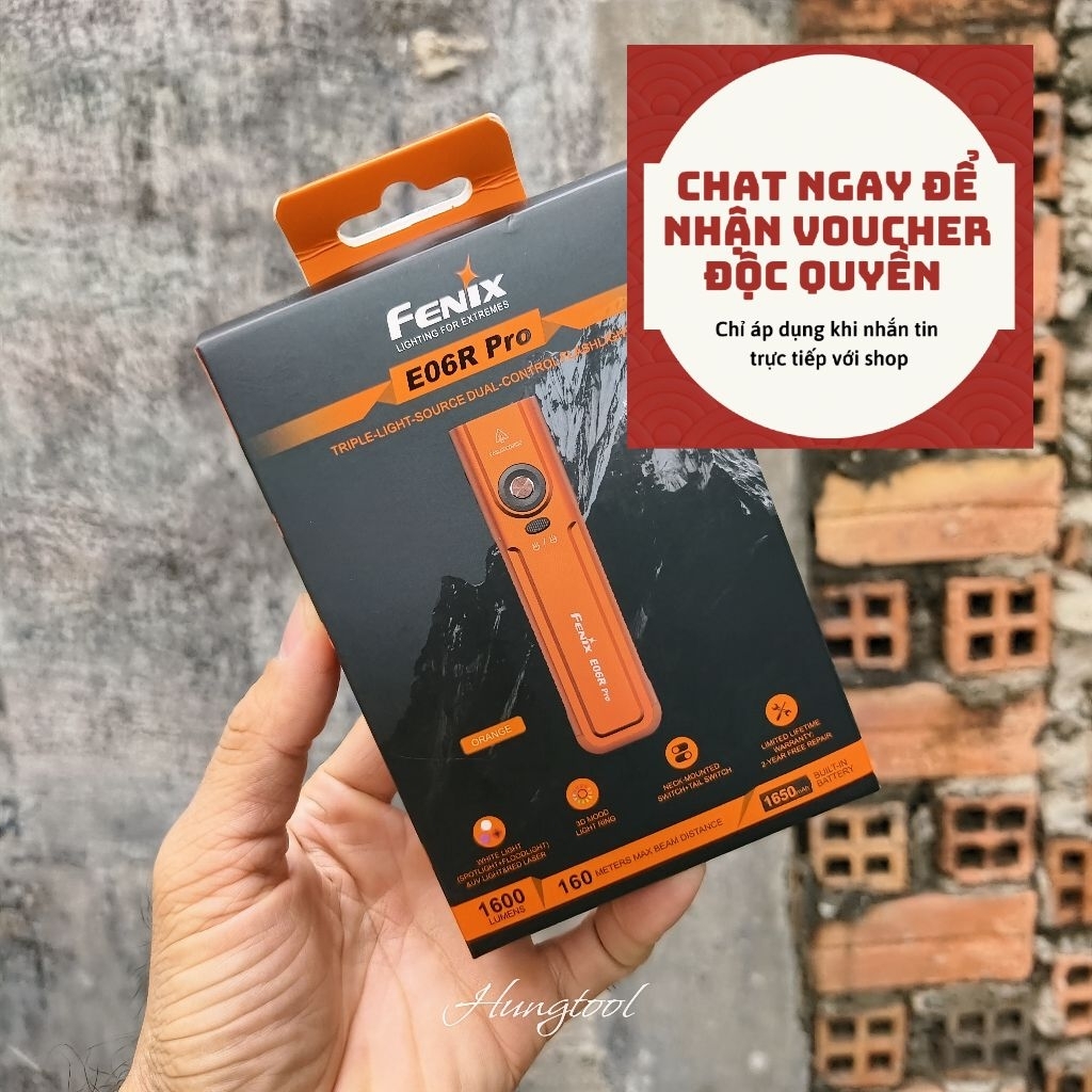 [Tặng Voucher]  Đèn pin thân dẹt Fenix E06R Pro -1600lumen, đèn UV + Red Lazer ( nhắn tin để nhận gi