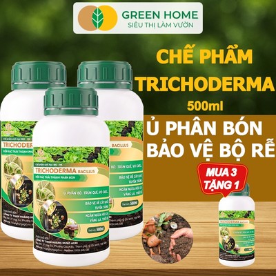 [LIVE] MUA 3 TẶNG 1 Nấm Đối Kháng Trichoderma GreenHome, Chai 500ml, Ủ Phân Hữu Cơ, Ủ Rác, Khử Mùi Hôi, Cải Tạo Đất