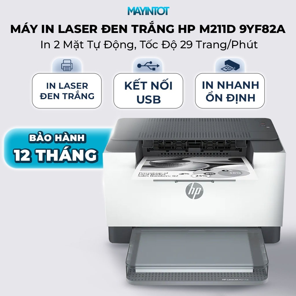 Máy In Laser Đen Trắng HP M211D 9YF82A - In 2 Mặt Tự Động, Tốc Độ 29 Trang/Phút, Kết Nối USB, Thiết 