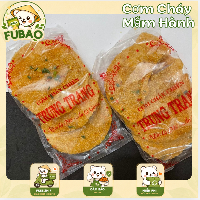 [Hàng Dễ Vỡ] Cơm Cháy Mắm Hành Trung Trang - Cơm Chiên Mắm Cay Gói 3 Miếng - Ăn Vặt FUBAO