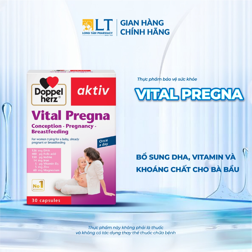 Viên uống vitamin bầu Doppelherz Vital Pregna bổ sung vitamin và khoáng chất cho bà bầu