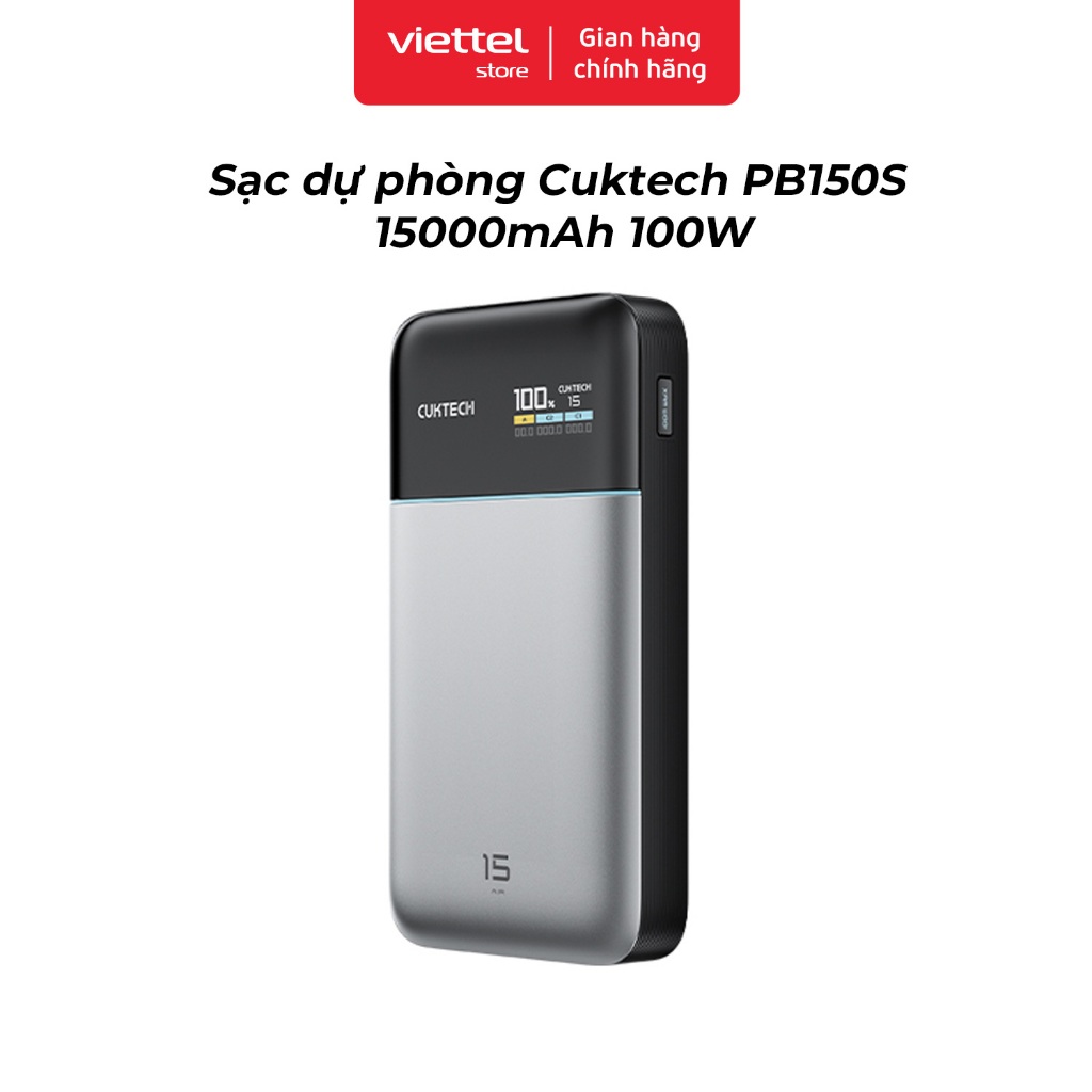 Sạc dự phòng Cuktech PB150S 15000mAh 100W Chính hãng | Công nghệ GaN | Hỗ trợ nhiều chuẩn sạc nhanh