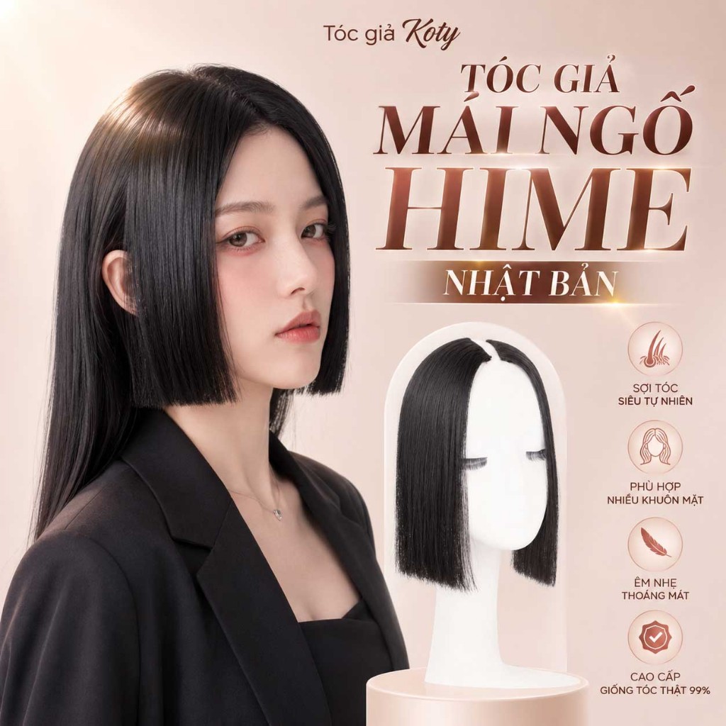 Tóc giả mái ngố Hime Nhật | Tóc mái giả nữ mềm tự nhiên phong cách Nhật Bản