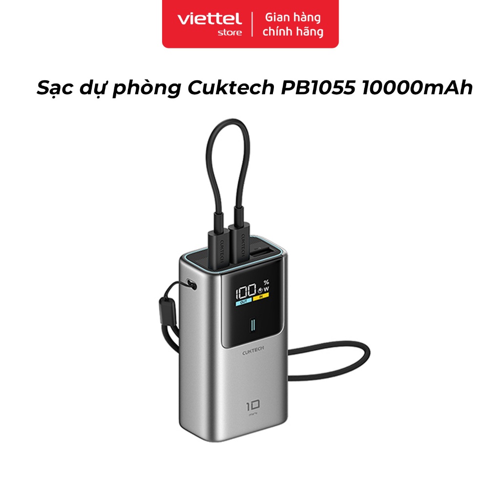 Sạc dự phòng Cuktech PB1055 10000mAh Chính hãng | Sạc Nhanh 55W | Sạc Đồng Thời Nhiều Thiết Bị