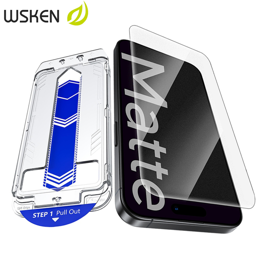 WSKEN Kính cường lực nhám｜Dành riêng cho thể thao điện tử｜Toàn bộ màn hình｜Có khung dán cho iPhone 1