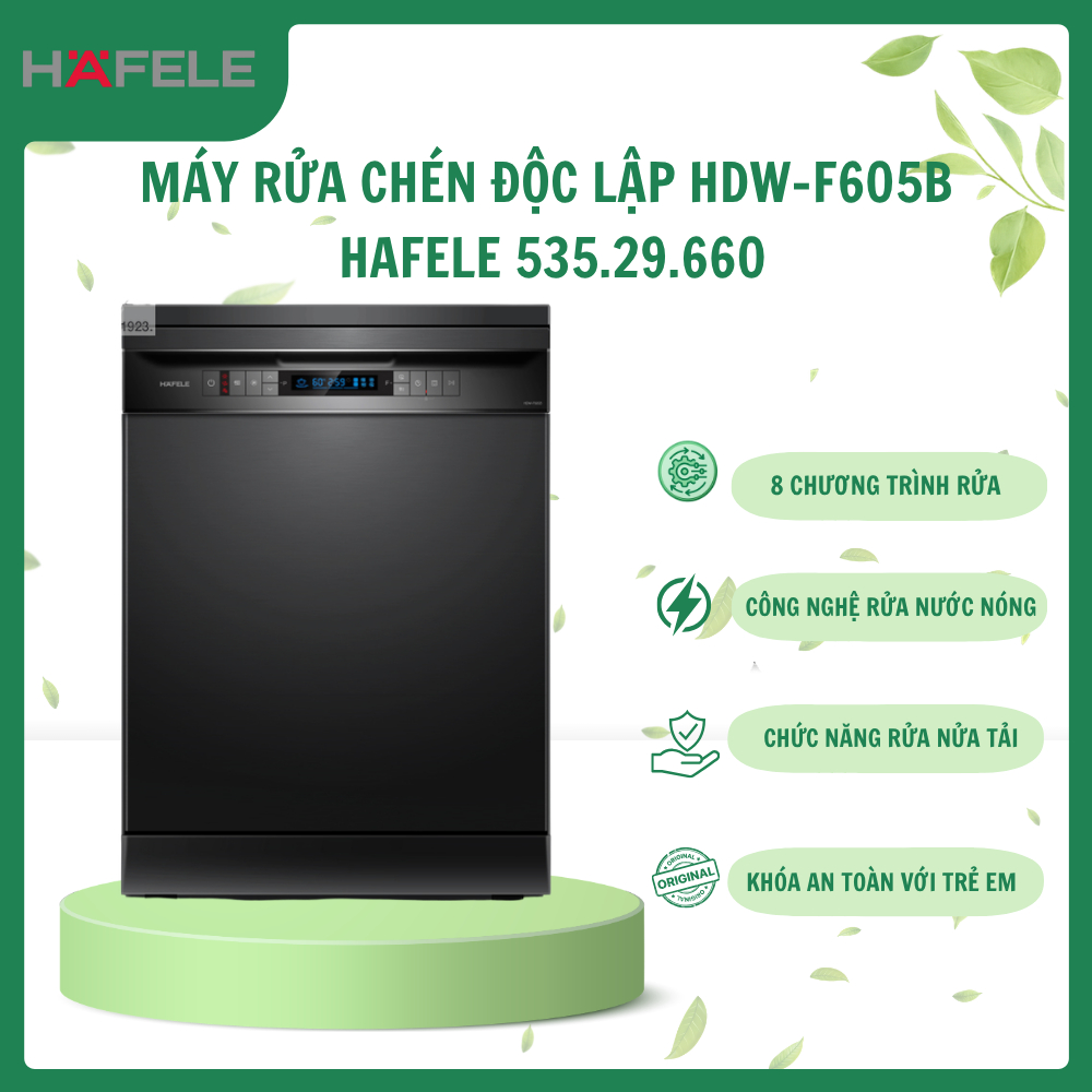 Máy Rửa Chén Độc Lập Hafele HDW-F605B 535.29.660 14 Bộ UV Diệt Khuẩn Turbo AirPro Inverter A++