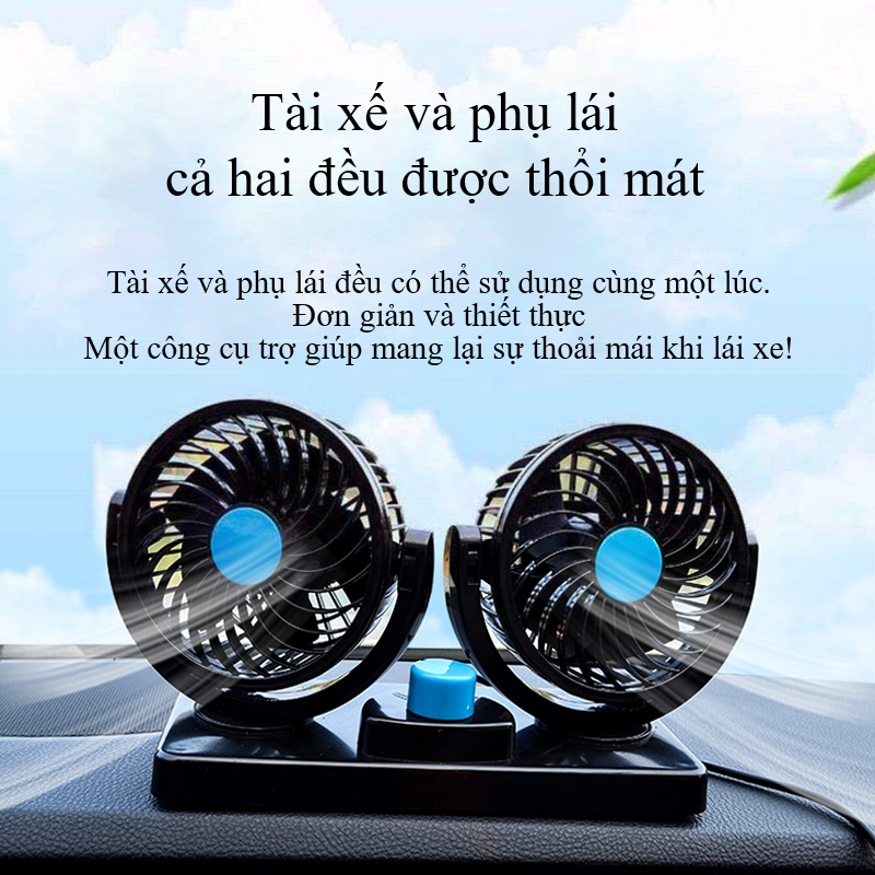 Quạt mini ô tô xoay 360 độ BELLAYA Quạt mini ô tô Quạt đơn mini Quạt đôi mini ô tô Quạt hai đầu mini