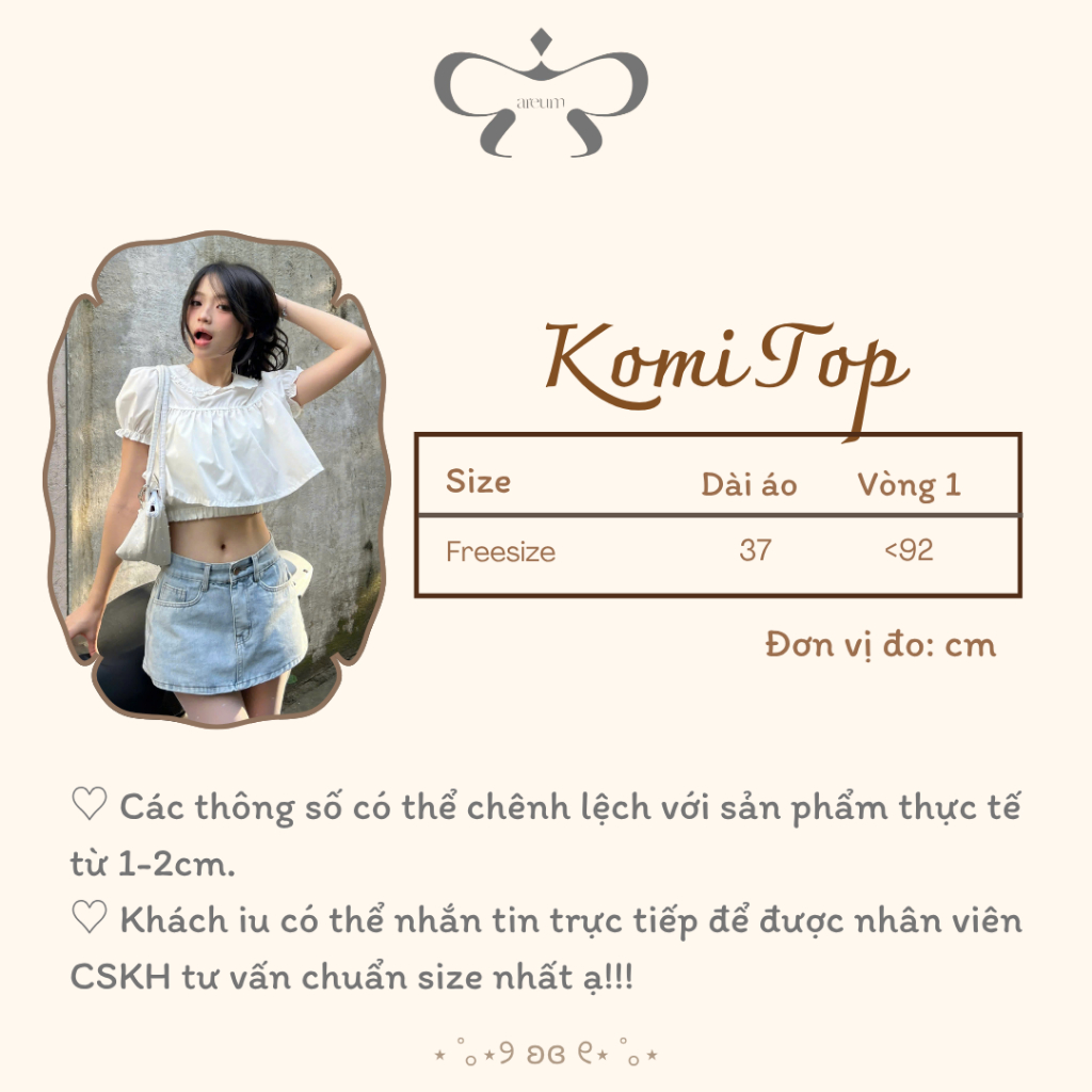 AREUM Áo Croptop Cổ bèo tay bồng KOMI Top kèm áo ống | BigBuy360 - bigbuy360.vn