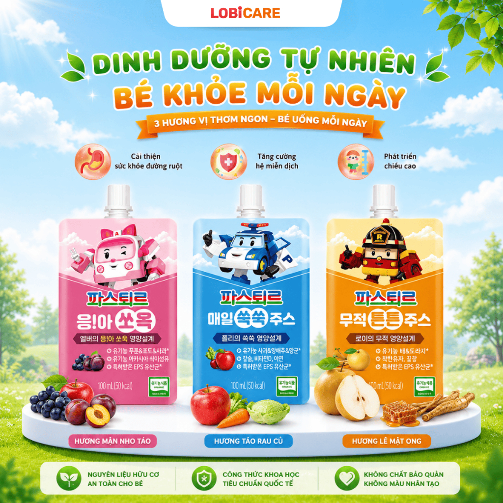 Nước Trái Cây Hữu Cơ Lotte Hỗ Trợ Bé Phát Triển Toàn Diện Lotte Tăng Cao, Lotte Ăn Ngon, Lotte Khỏe 