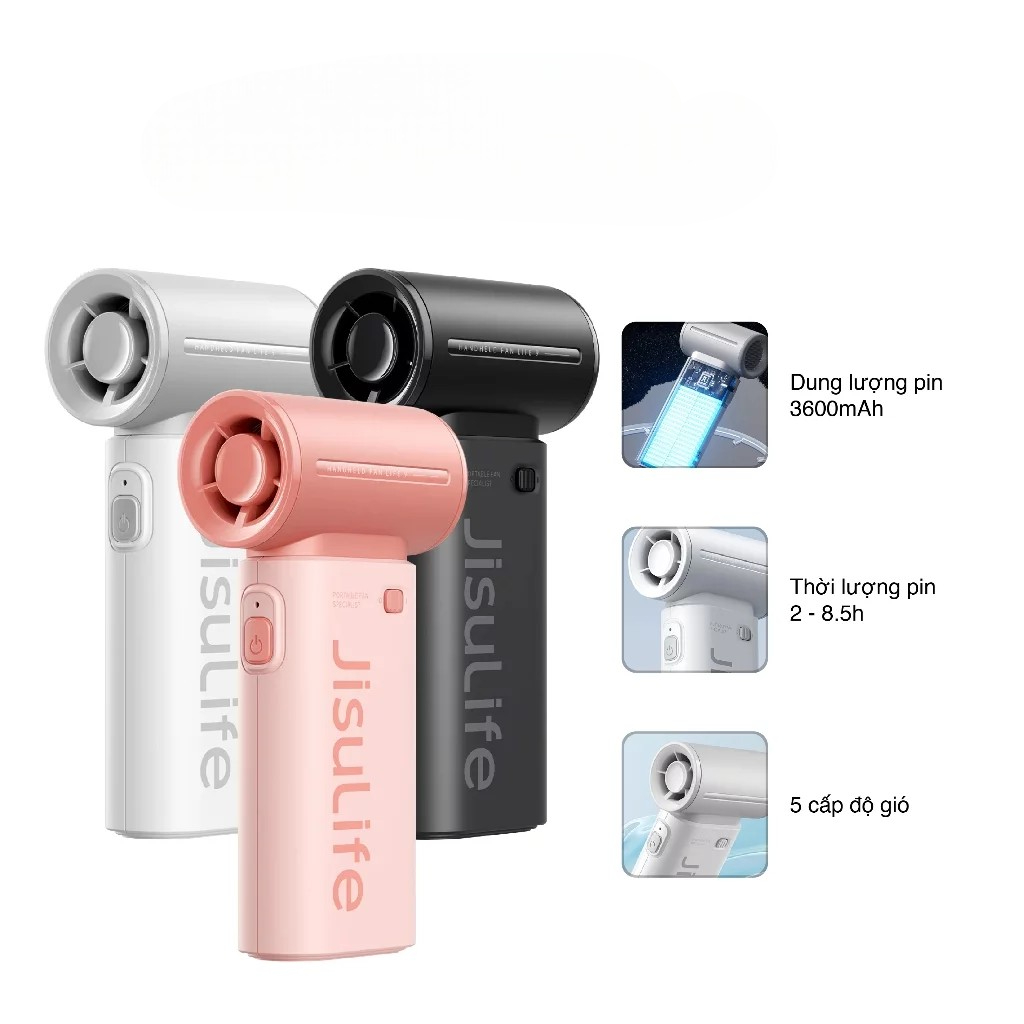 [TOP VALUE] Quạt mini cầm tay Jisulife 3600mAh Handheld Fan Life9 - Hàng chính hãng