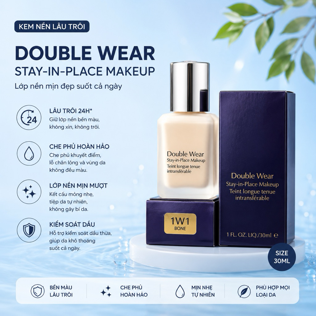 [30ml]Kem nền EL DOUBLE WEAR STAY-IN-PLACE MAKEUP 1W1