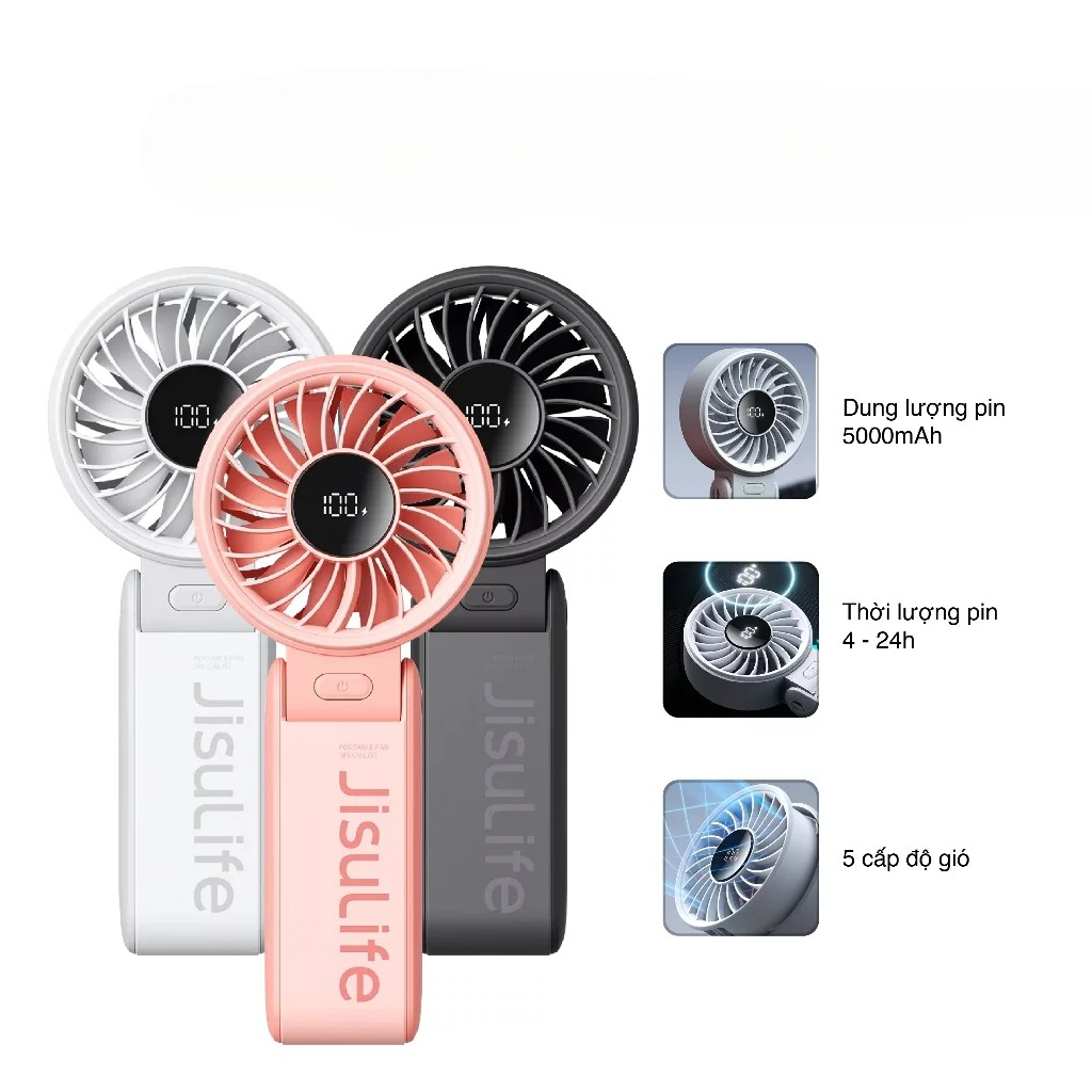 [TOP VALUE] Quạt mini cầm tay Jisulife 3 in 1 5000mAh Handheld Fan Life7 - Hàng chính hãng