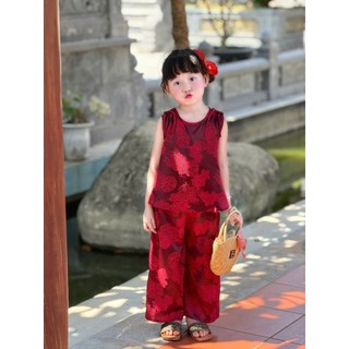 NGỌC KIDS Bộ gấm DIỆP CHI sát nách cho bé 6-24kg