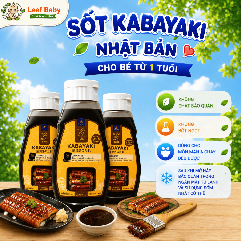 Sốt Kabayaki Nhật Bản 340g cho bé ăn dặm từ 1 tuổi - Leaf Baby