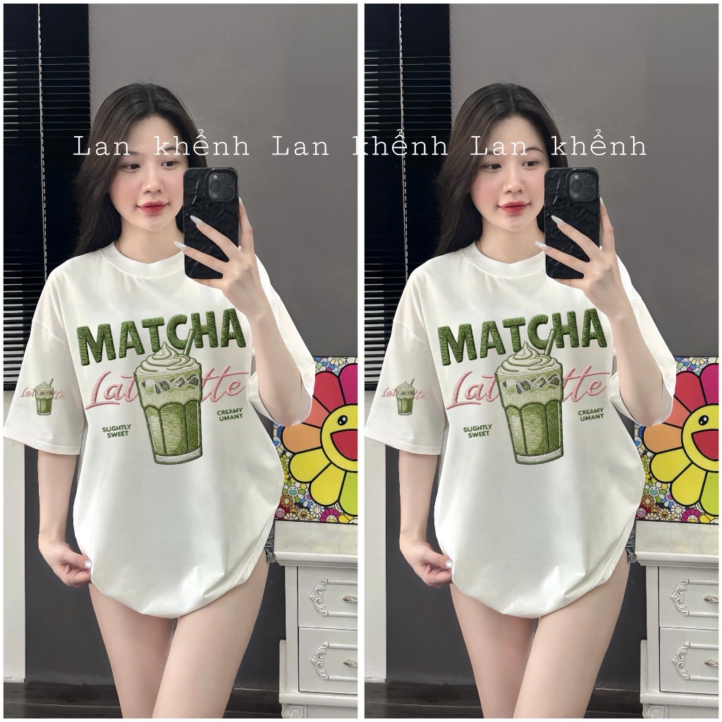 [WTino-HÌNH IN] Áo Thun Cotton 2c ĐL 250Gsm In Hình MATCHA LATTE