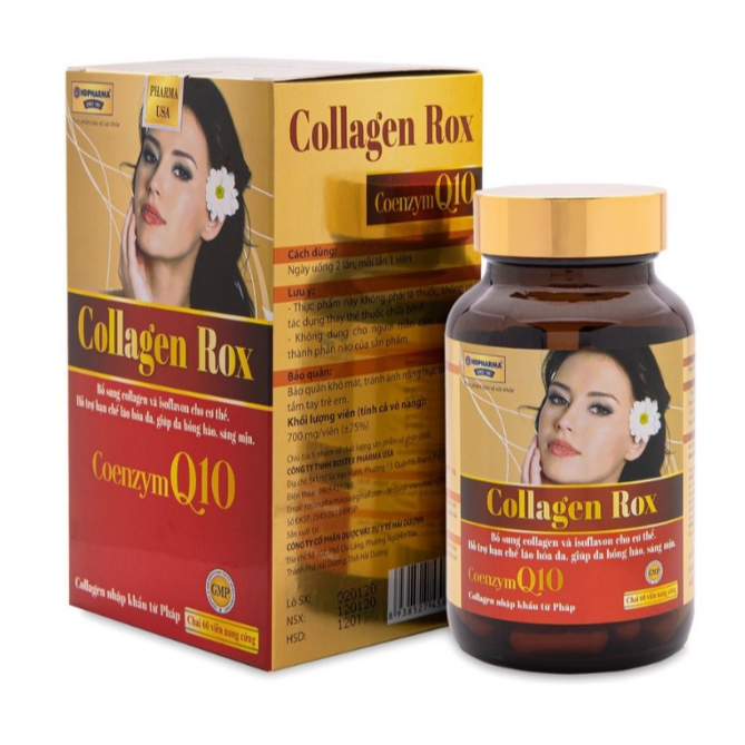 Collagen rox Collagen Extra L- Glutathion đẹp da, chống lão hóa, mờ thâm, trắng da