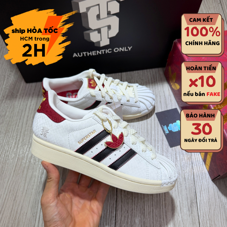 [HÀNG NHẬP CHÍNH HÃNG] Giày thể thao ADIDAS SUPERSTAR II Year Of The Snake Cloud White Red JR8036 Ne
