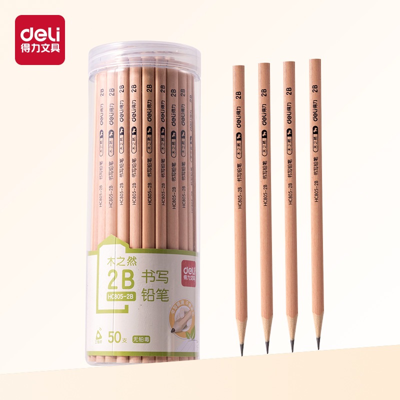 Hộp 50 Bút Chì Gỗ 2B Deli HC805 - Bút Chì Thi Trắc Nghiệm Bút Chì Học Sinh Cấp 1 Tập Viết - Deli HN