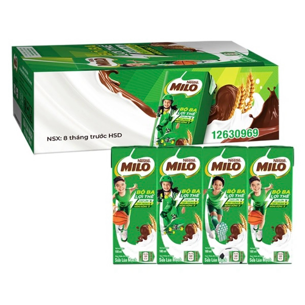 THÙNG 48 HỘP SỮA LÚA MẠCH NESTLE MILO 180ML