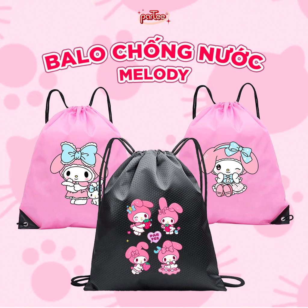Melody 2026 | Balo Mini Cho Bé Siêu Nhẹ Chống Thấm Nước Hình Mèo Melody Hello Kitty Đáng Yêu Bé Gái