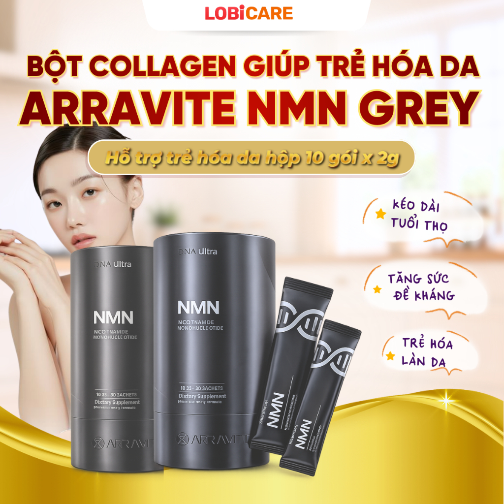 BỘT COLLAGEN ARRAVITE NMN GREY - (NMN – Nicotinamide Mononucleotide).