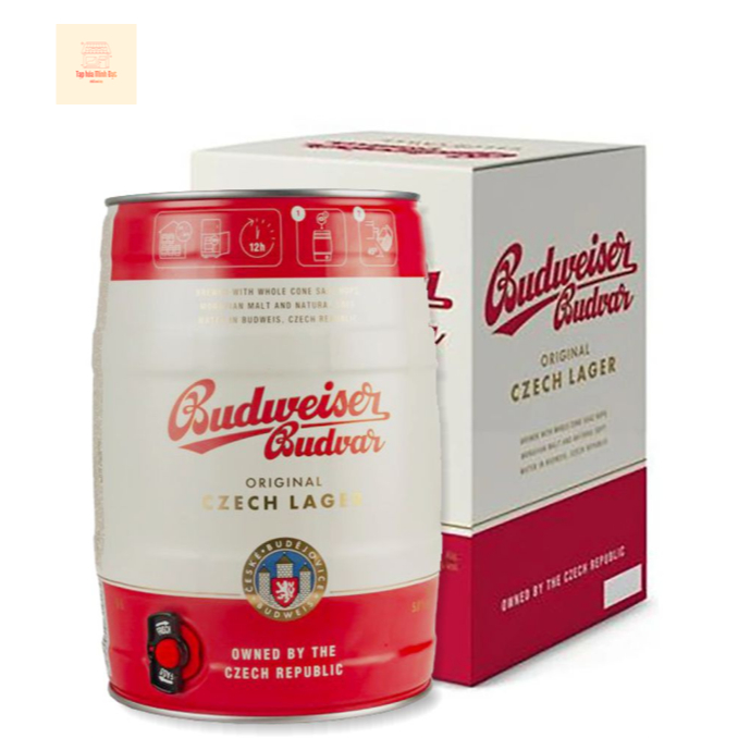 Bia BOM Budweiser Budvar 5% Tiệp Khắc - Bom 5L Nhập Khẩu Chính Hãng