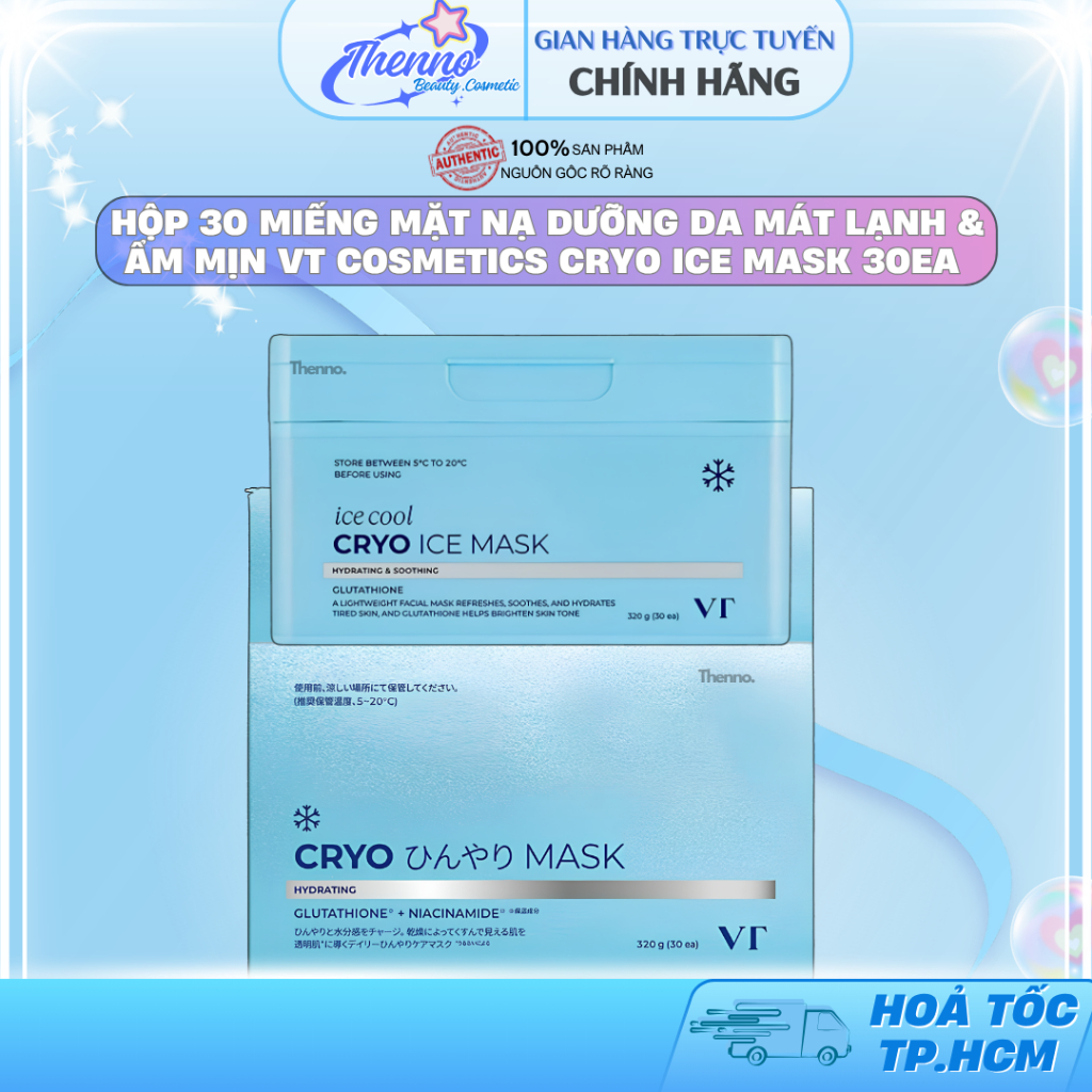 Hộp 30 Miếng Mặt Nạ Dưỡng Da Mát Lạnh & Ẩm Mịn VT Cosmetics Cryo Ice Mask 30ea Hàn Quốc