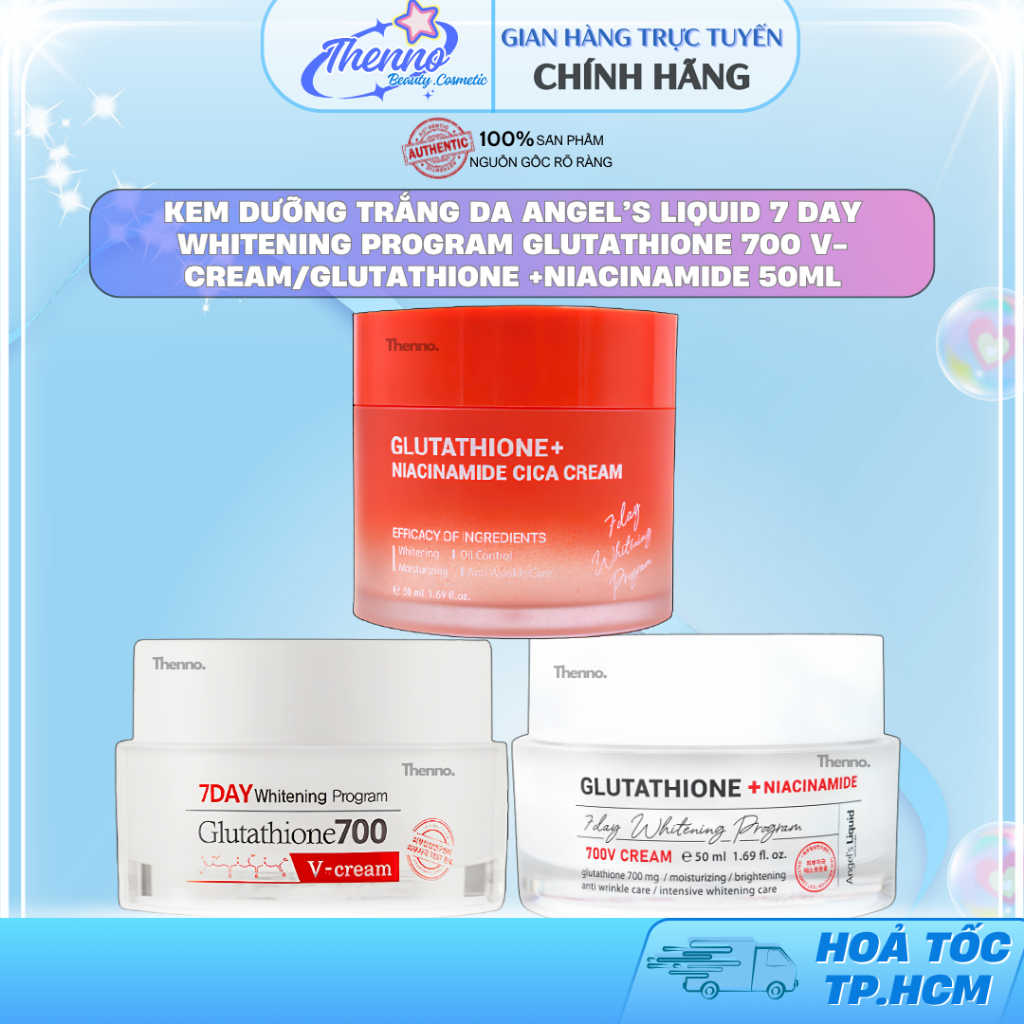 Kem Dưỡng Trắng Da Angel’s Liquid 7 Day Whitening Program Glutathione 700 V-Cream/Glutathione +Niaci