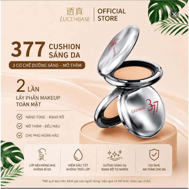 [Tặng thêm lõi thay] Cushion 337 Lucenbase làm sáng da, che khuyết điểm cho da, kiềm dầu, lớp phấn m
