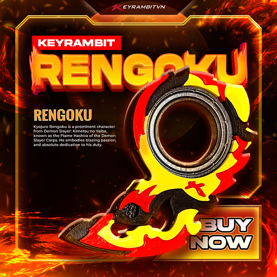 [DEMON] Keyrambit Rengoku - Flame of Resolve - Keyrambitvn - Móc Khoá Xả Stress