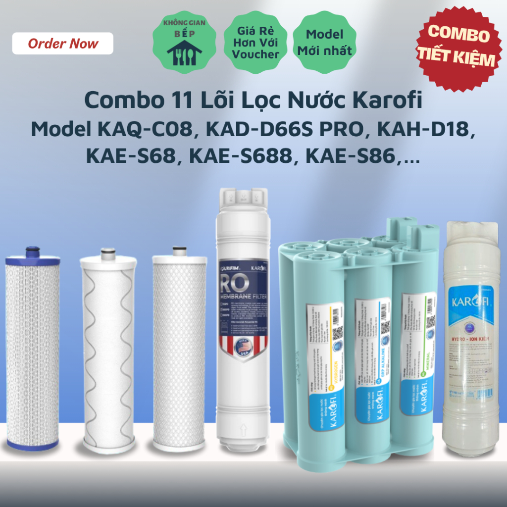 (Chào Sàn) Bộ 11 Lõi Lọc Nước Karofi Model KAQ-C08, KAD-D66S PRO, KAH-D18, KAE-S68 S688 S86...
