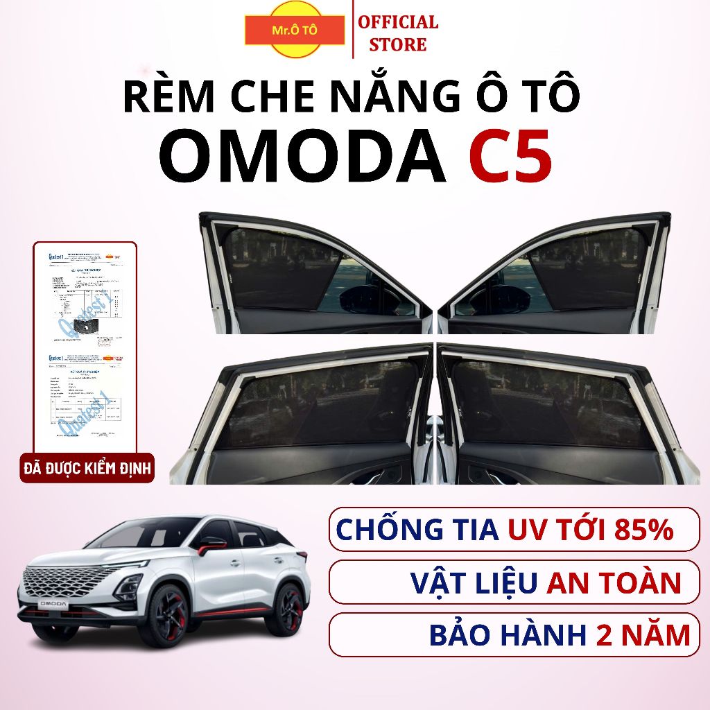 Rèm che nắng chống UV xe OMODA C5 - loại 1 Mr Ô TÔ - Bảo hành 2 năm - Bộ 4 tấm dạng lưới.