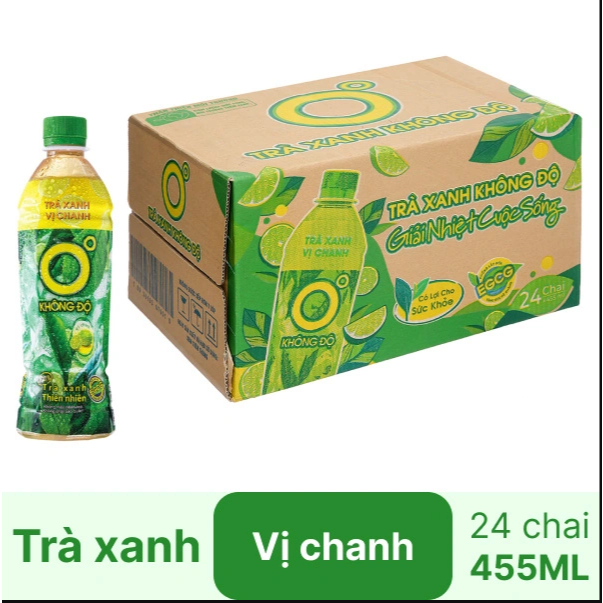 Trà Xanh Không Độ 455ml/Chai - Trà Xanh Thanh Nhiệt Giải Độc