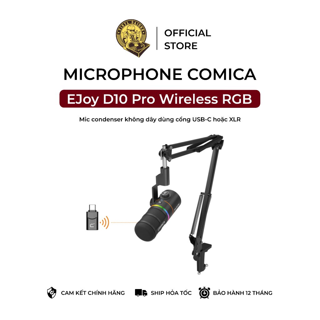Mic thu âm Comica EJoy D10 Pro Wireless RGB phiên bản không dây | Bảo hành 12 tháng