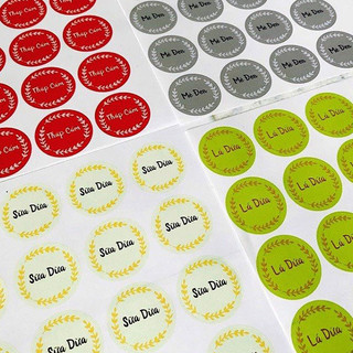 Tem dán nhân bánh trung thu tròn (20 tem đường kính 25mm)