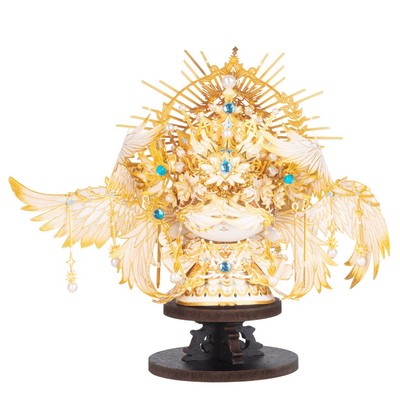 Mô Hình Kim Loại Lắp Ráp 3D MU Mèo Thiên Thần (85 mảnh, Đế Gỗ, Angel Kitty) YM-N146-X – MP1312