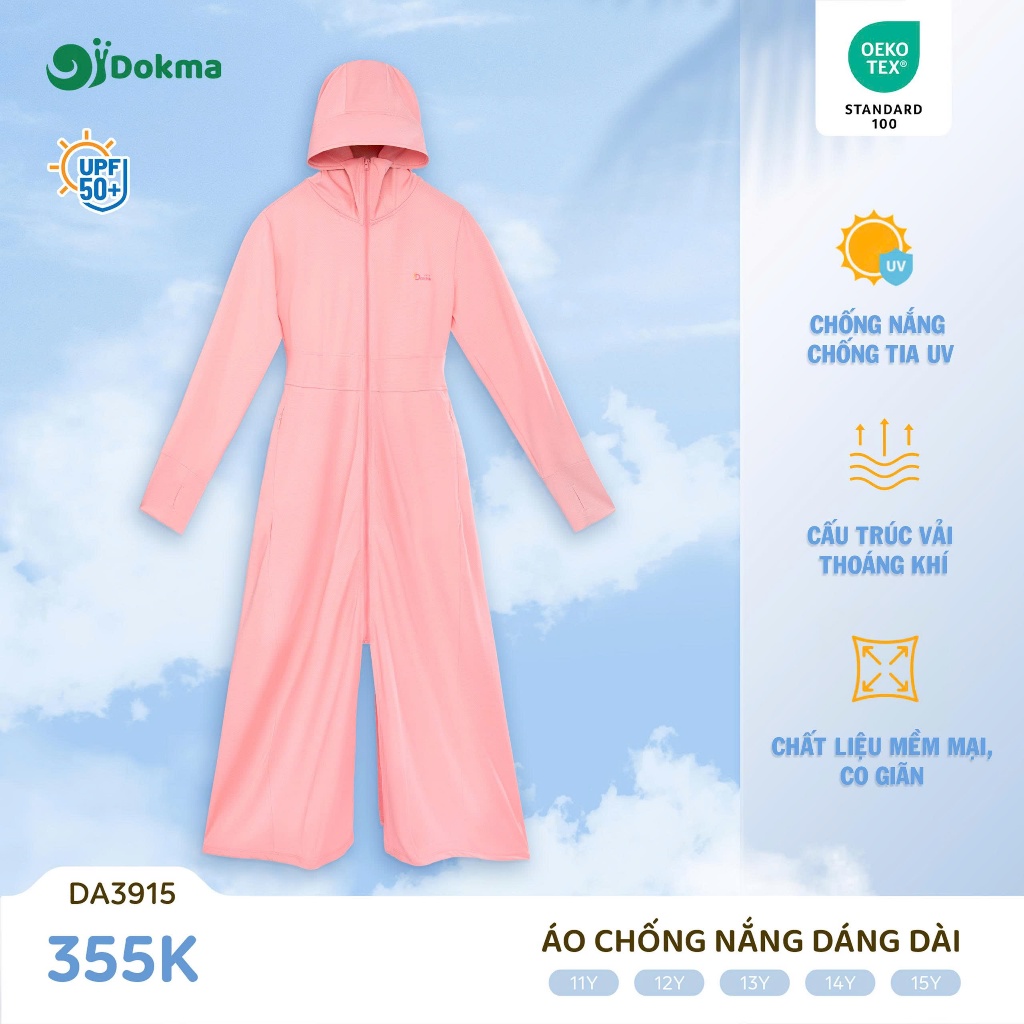 HÀNG CHÍNH HÃNG DOKMA Áo chống nắng dáng dài 7 - 15Y [DOKMA] cho bé 22-52kg bé trai bé gái