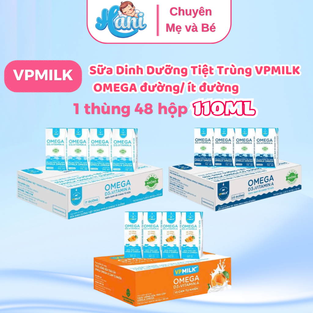 Thùng 48 hộp sữa dinh dưỡng tiệt trùng VPMilk Omega 110ml