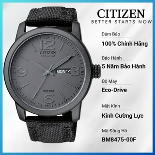 Đồng hồ nam citizen eco-drive dây vải nato bm8475-00f - mặt xám